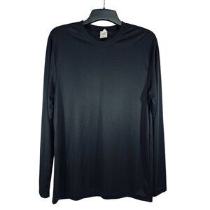 Hanes Sport Cool Dri Performance Black Long-Sleeve T-Shirt Size Large UPF 40